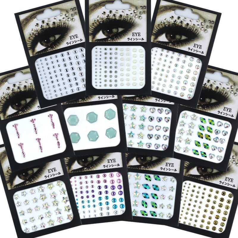 Stiker Mutiara Berlian Imitasi 3D Bahan Akrilik Warna-Warni Untuk Dekorasi Wajah Drop-shape Round Forehead Eyebrow Stick Face Jewelry