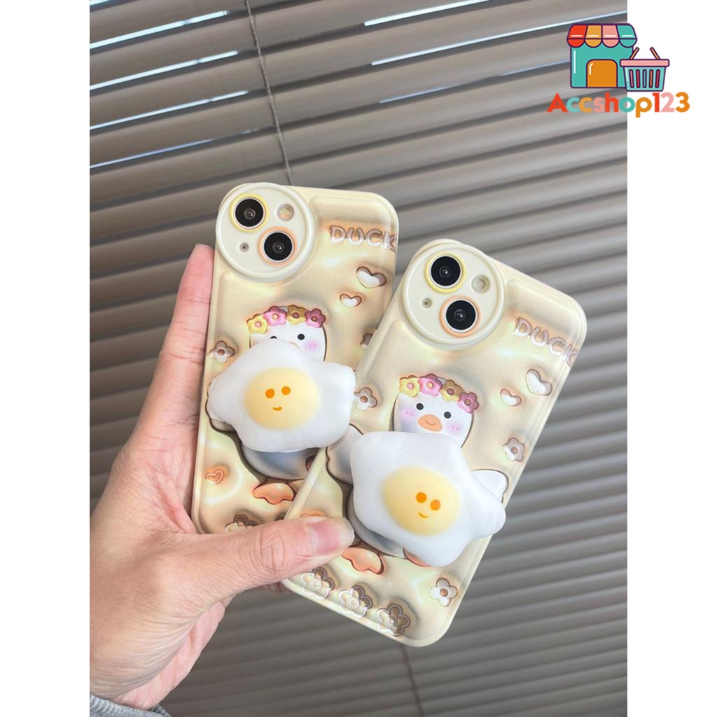 BS01 SOFTCASE GAMBAR 3D MOTIF CUTE DUCK POP SOCKET EGG UNTUK OPPO A1K A3s A5 A5s A7 A8 A9 A15 A15s A