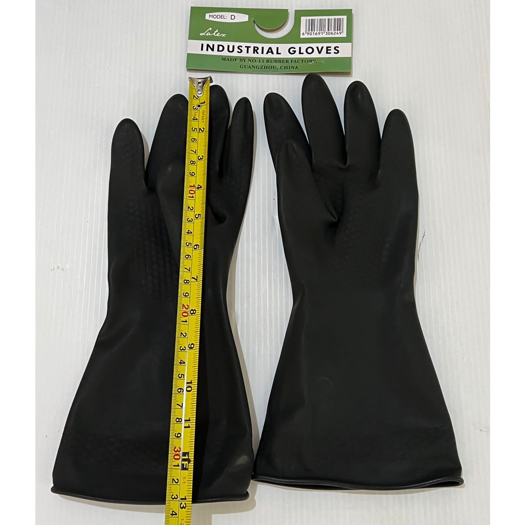 Sarung Tangan Karet Hitam Panjang Tebal Industrial Rubber Gloves Latex