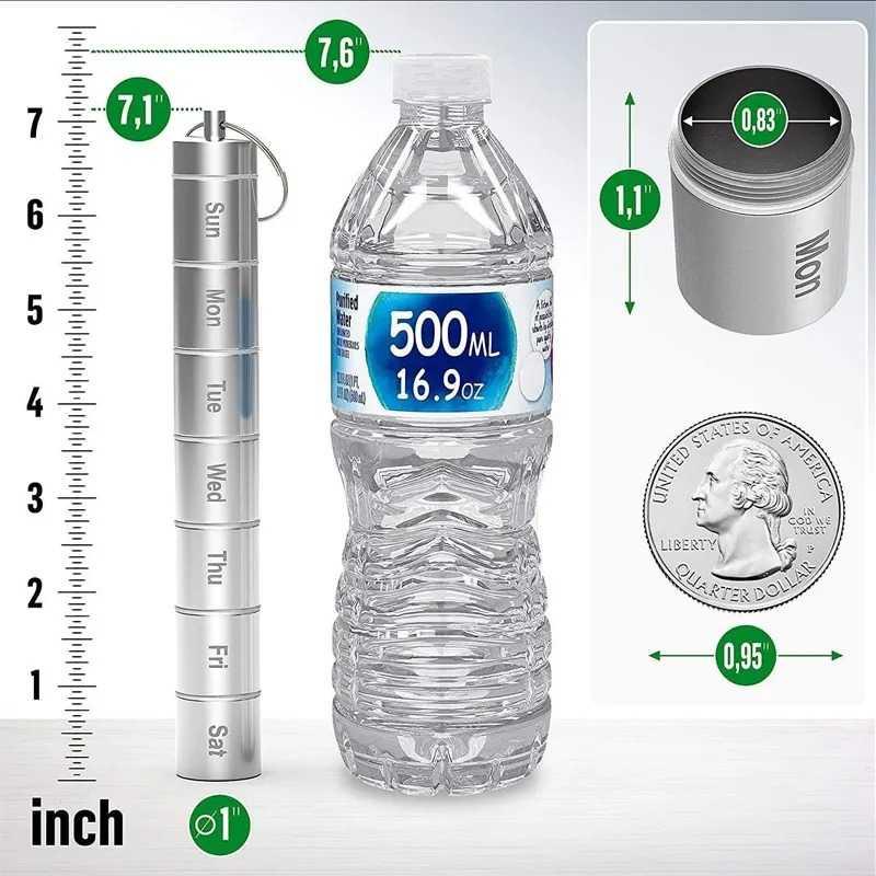 Tempat Obat Botol 1 Minggu 7 Grids Waterproof Pill Container - SR070273 - Silver