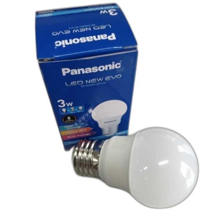 Paket Bohlam Led Panasonic 3 Watt New Evo Putih isi 5 Bergaransi