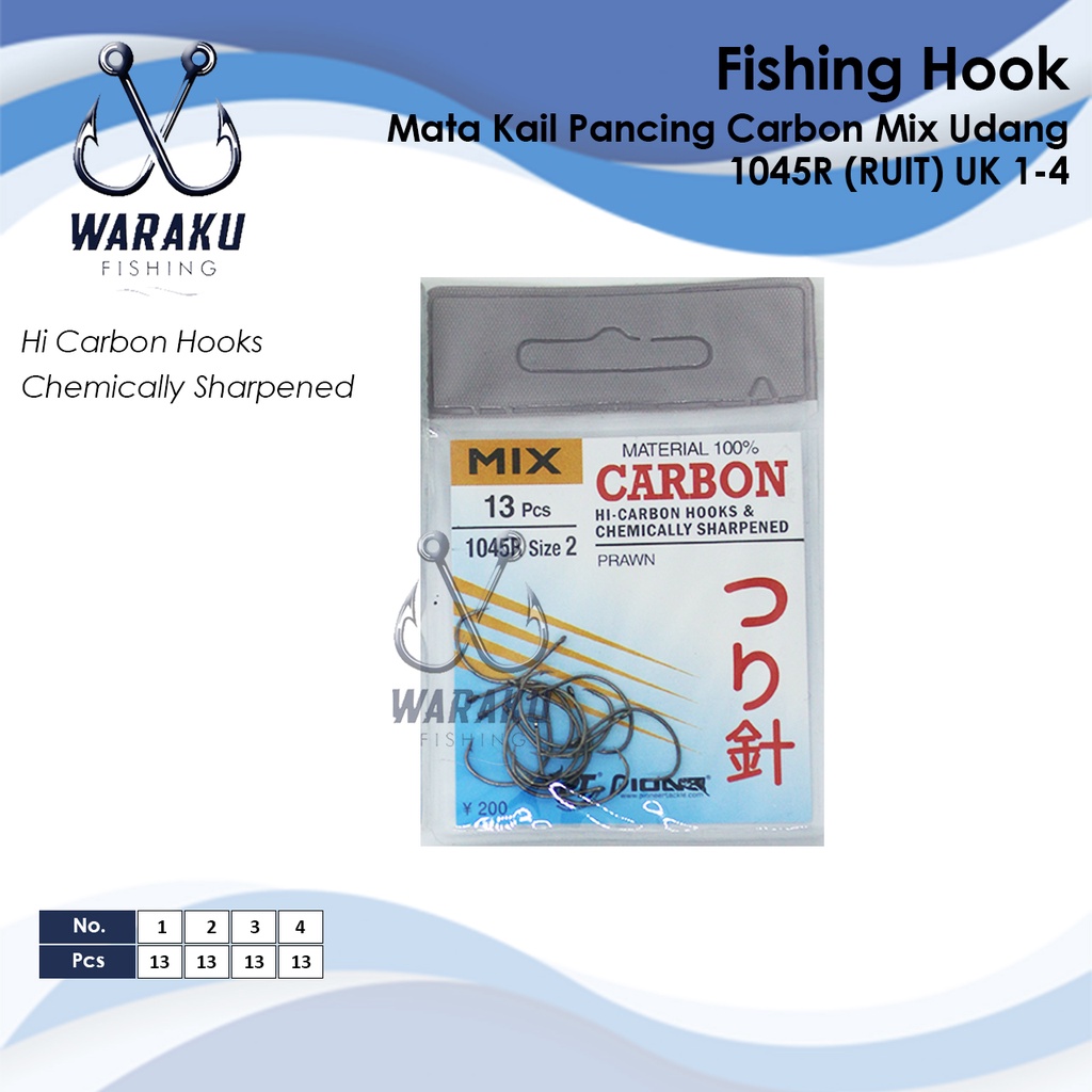 GROSIR Mata Pancing Udang Ruit MIX CARBON 1045R isi 13pcs / Bungkus