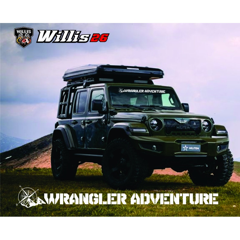 cutting sticker kaca depan Wrangler Adventur stiker mobil stiker Jeep