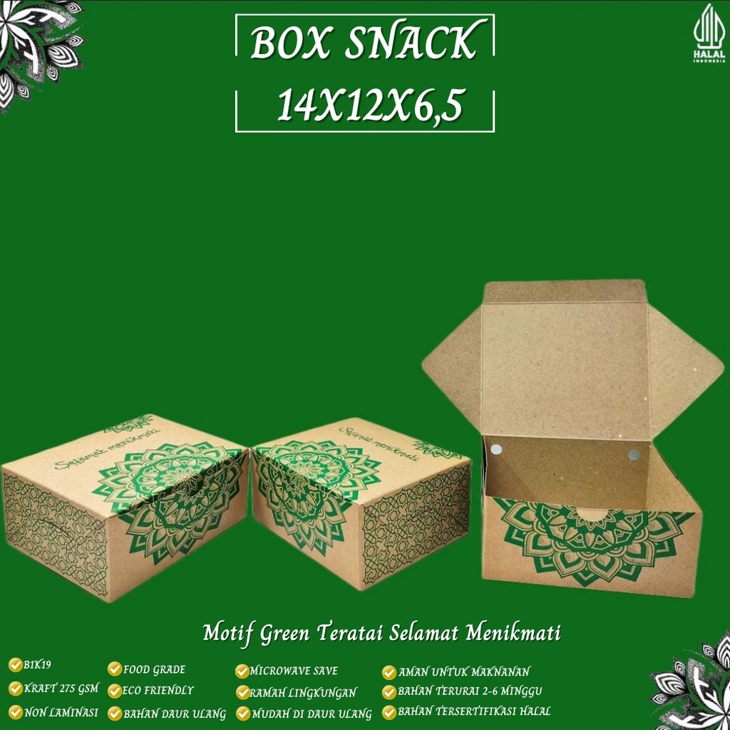 Snack Box 14x12 Dus Snack Motif Teratai (B1K19-14X12X6.5 Cm)