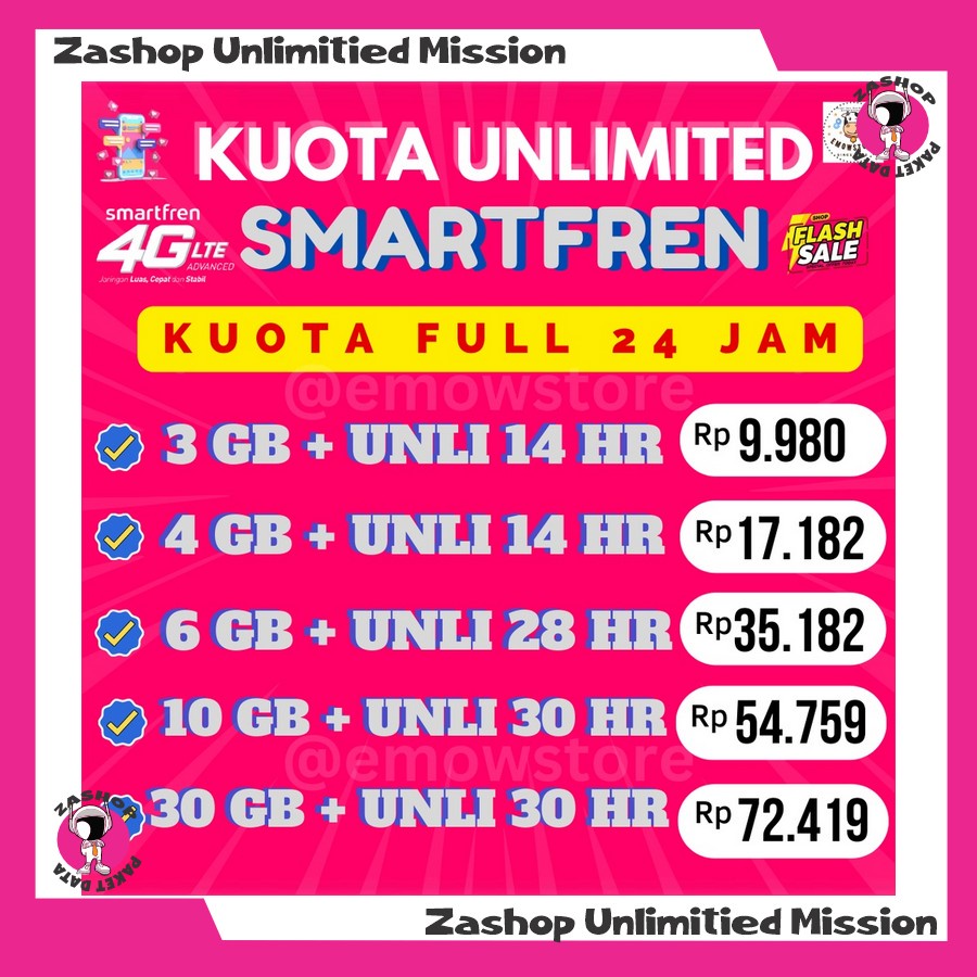 PROMO PAKET DATA KUOTA SMARTFREN UNLIMITED NONSTOP HARIAN BULANAN KUOTA FULL 24 JAM MURAH