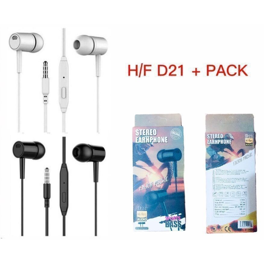 Headset Earphone Handsfree D21 + Mic Stereo Bass