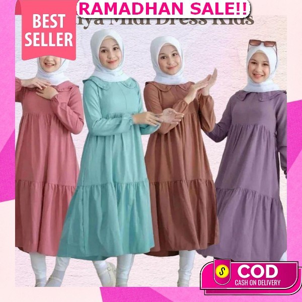 Gamis Anak Tanggung Umur 9 10 11 12 13 14 15 Tahun Amara Maxi Kids Bahan Crinkle Airflow Premium Gam