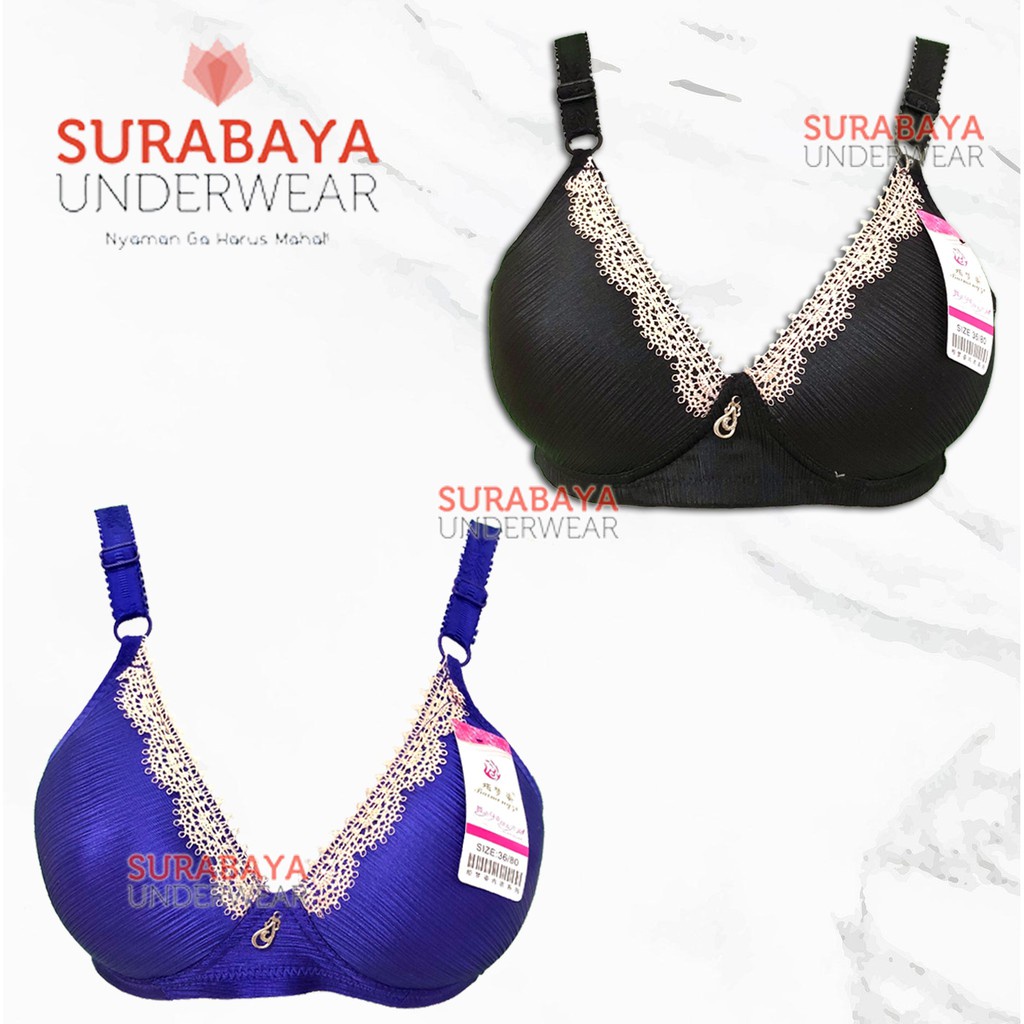 BRA / BH LACE GEMERLAP MEWAH TANPA KAWAT BUSA TIPIS KAIT 3 SIZE 34-42