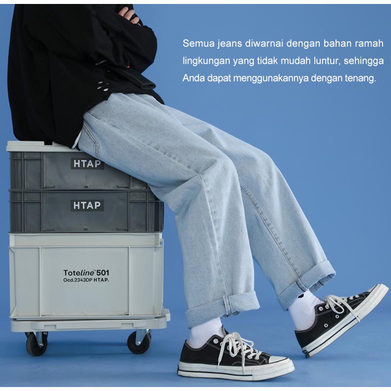 Celana pria jeans korean style celana panjang pria celana baggy pants celana longgar jeans hitam Model Kulot Oversize celana kasual pria celana panjang laki laki celana cowok kekinian terbaru 2023 celana jeans cowok Celana gombrang pria