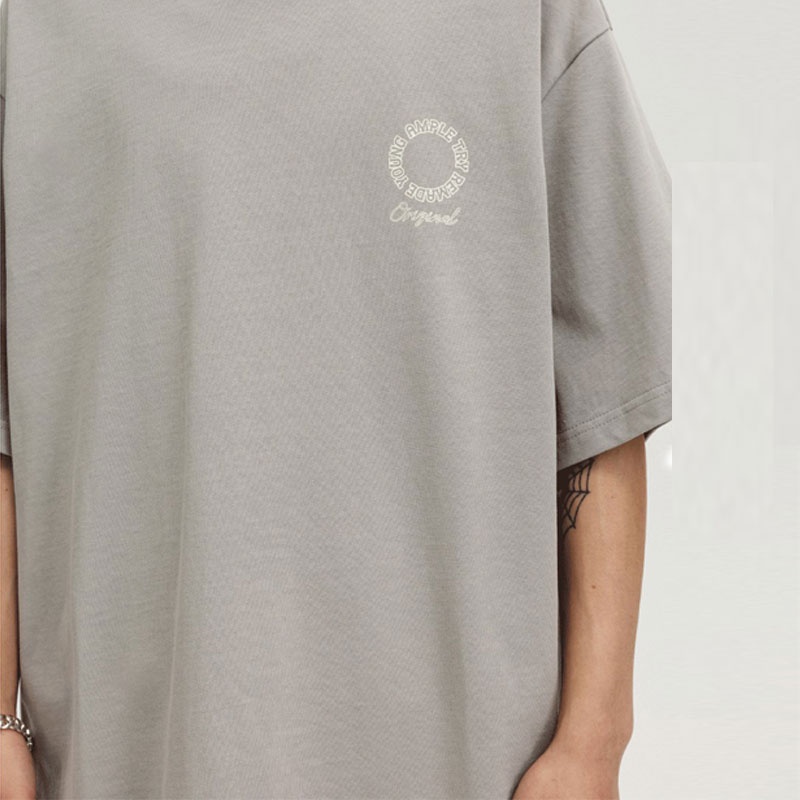 ATRY CIRCLE LETTER SLOGAN PRINT T-SHIRT COUPLE HALF SLEEVE AMERICAN LOOSE VERSATILE SHORT SLEEVE MEN KAOS OVERSIZZED KOREAN 3/4 SLEDOVED KAOS PRIA BAJU OVERSIZE PRIA ATASAN PAKAIAN POLOS KAOS T SHIRT LAKI LAKI