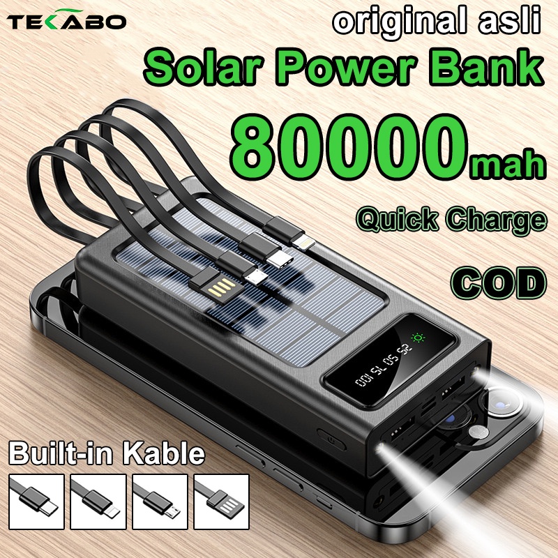 TEKABO Powerbank 80000mah Tenaga Surya Powerbank Panel Surya Powerbank Tenaga Matahari original Sola