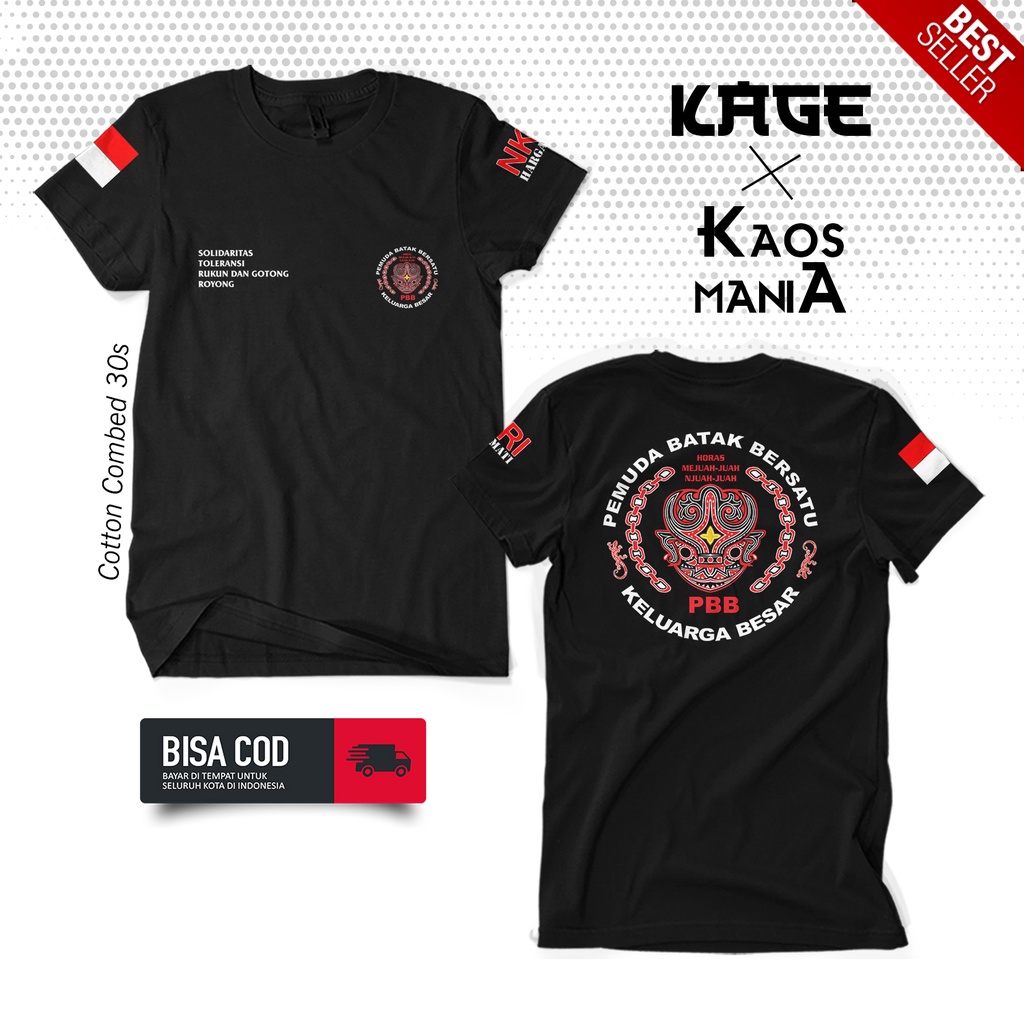 Baju Kaos Pria Distro PEMUDA BATAK BERSATU PBB - Kaos PBB Batak Marga KAOS KAGE