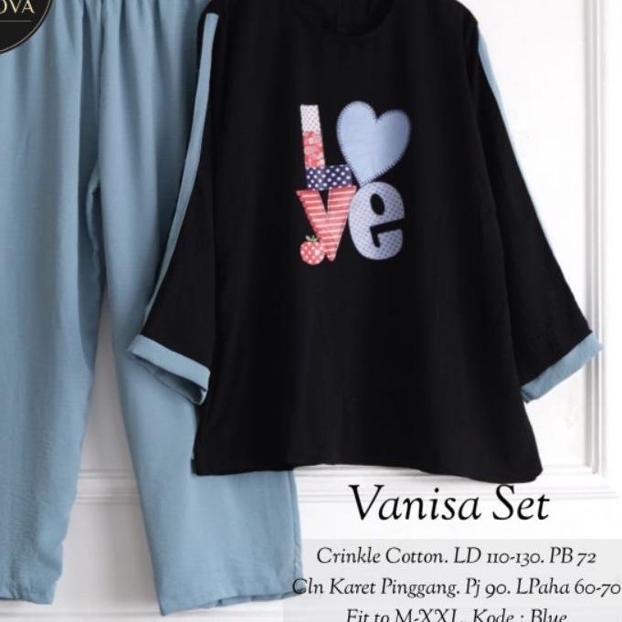 ● VANISA SET LOVE CRINKLE PRINTING LD 110 // SETELAN KOMBINASI POLOS CRINKLE // ONE SET POLOS KOMBIN