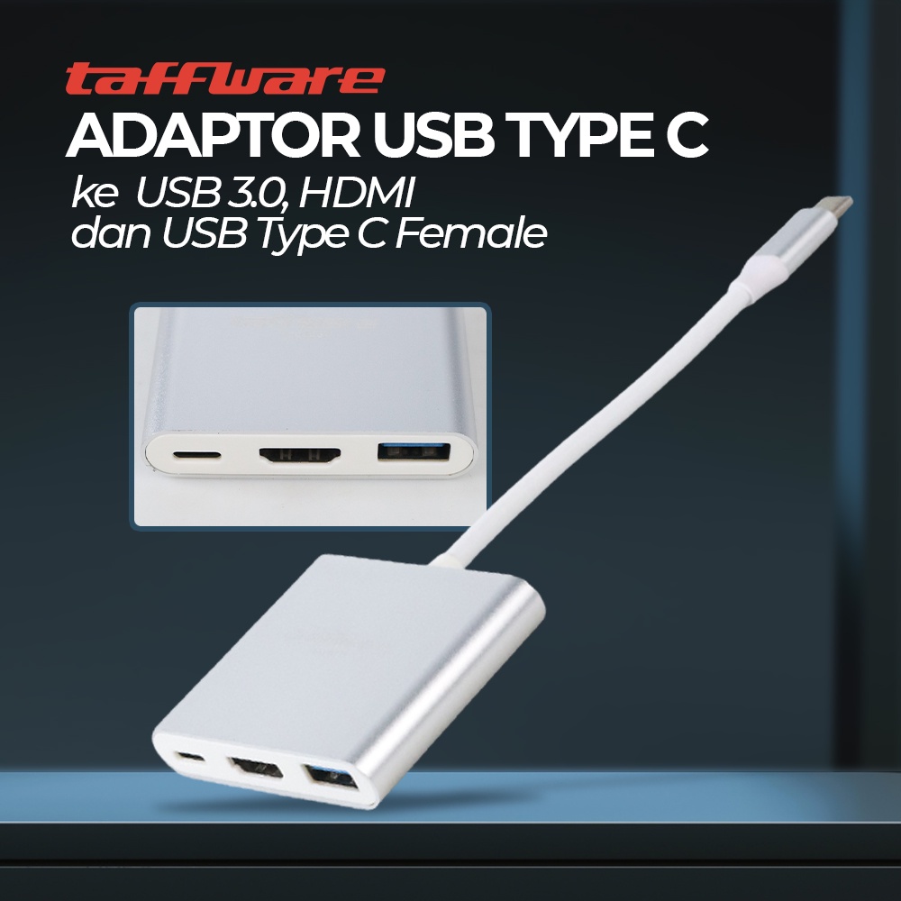 Taffware USB Type C 3.1 to USB 3.0 HDMI USB Type C - HPQ1034 - hpq1034 - Silver