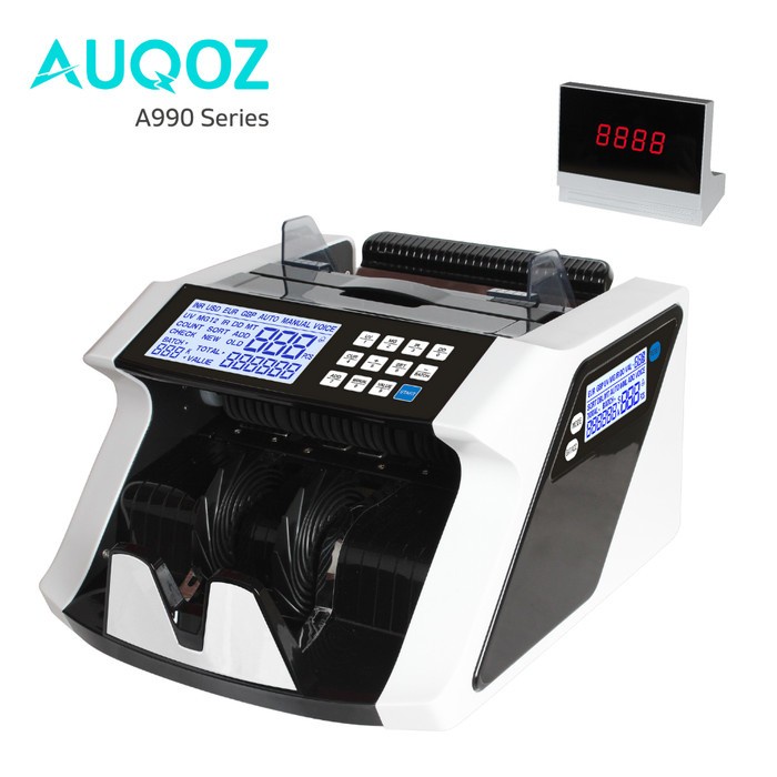 Mesin Penghitung Uang / Money Counter Auqoz A990 Bill Center Bonus Display External