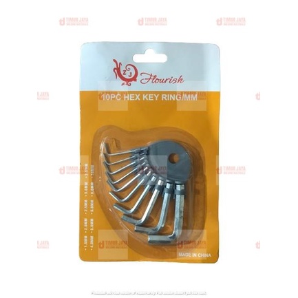 TOT kunci L set 10 Pc Hex Key Wrench Set 1.5 - 10 mm CHROME