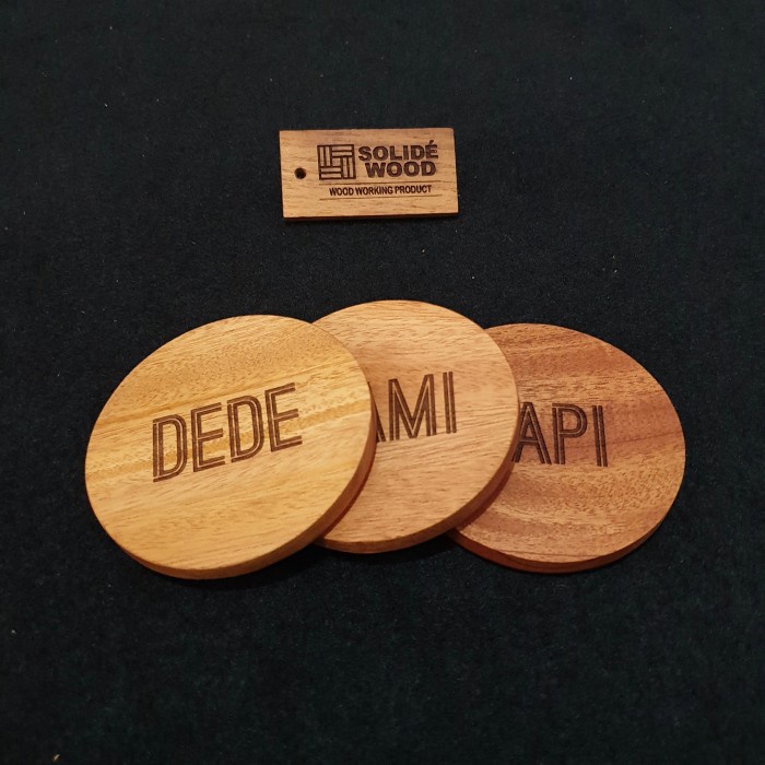 "'''] tutup gelas kayu custom GRAFIR 8cm / wooden lid coaster
