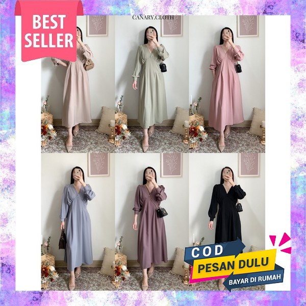 Gamis Casual Wanita Terbaru -Gamis Dinda Polos Bahan Katun Toyobo Premium - Dress Wanita Dewasa Rema