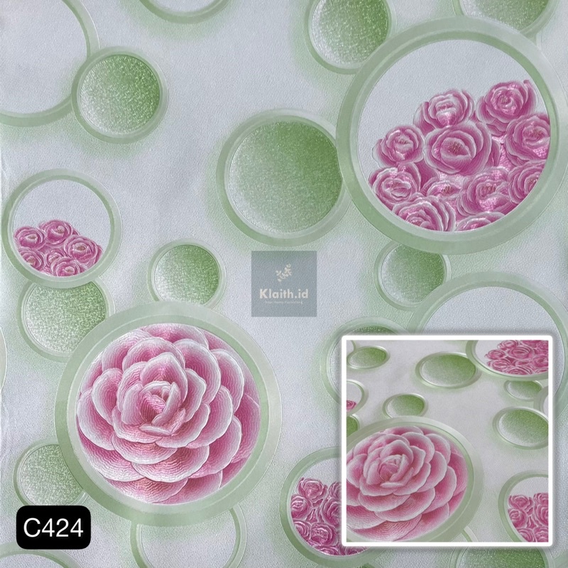 Wallpaper dinding Vinyl 3D motif bunga mawar, Timbul, Tebal, Bertekstur