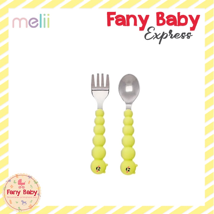 MELII BABY SILICONE CATERPILLAR SPOON &amp; FORK SET