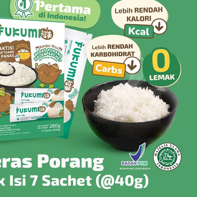 

❅ FUKUMI BERAS PORANG BOX SACHET - Fukumi Shirataki Beras Konjac Rice Diet isi 7 sachet x @40gr ❋