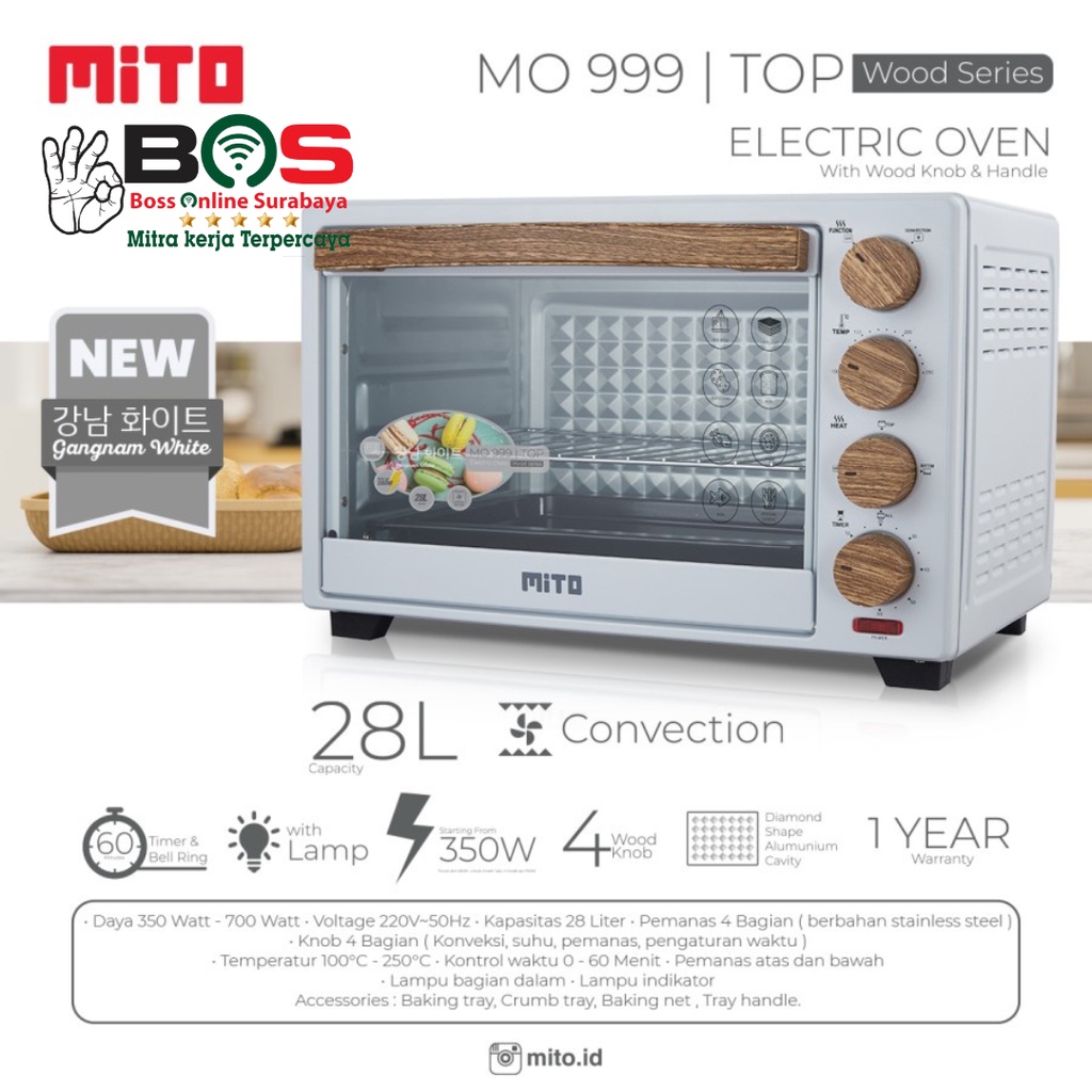 Oven Mito Electric TOP Kapasitas 28L MO-999 Wood Series