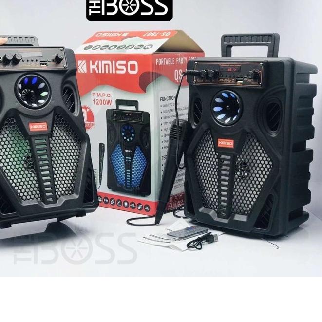 ℮ Speaker Bluetooth Karaoke Kimiso Qs-7807Led  With Microphone Karaoke ☁