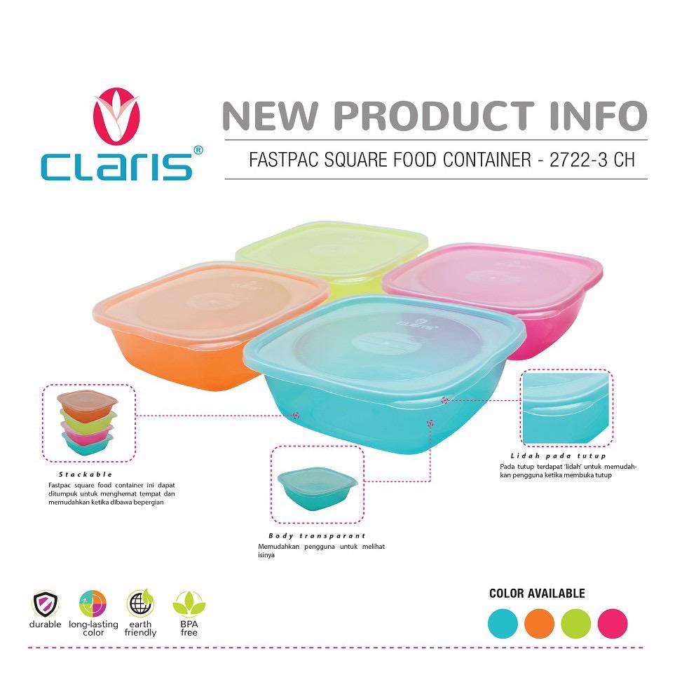 Claris Tempat makan isi 3 Pcs (720 ML) Fastpac 2722-3