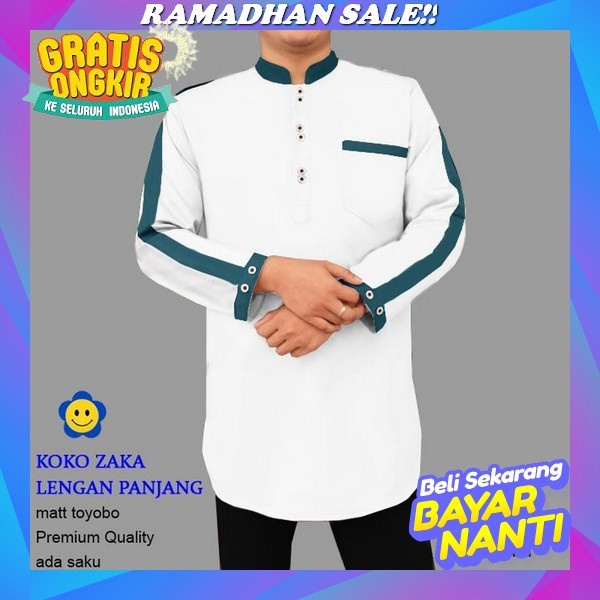 ( Bisa Cod ) Kemko Wahab Mst - Baju Koko Rabbani Lengan Panjang - Baju Koko Putih Rabbani - Baju Kok