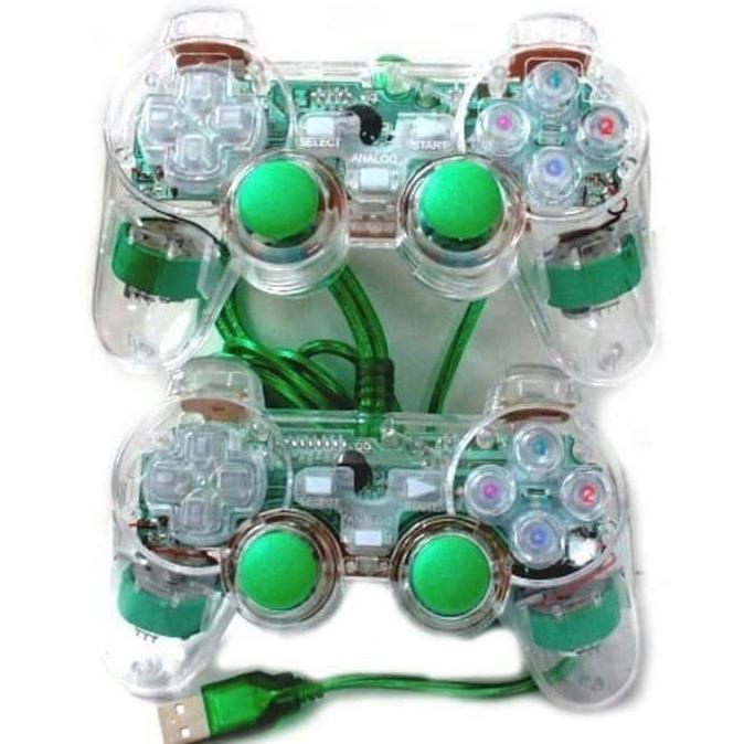 Stik Ps Pc Joystick Pc Laptop Gamepad Double Transparan Usb Eyota Dt88 [Cod]