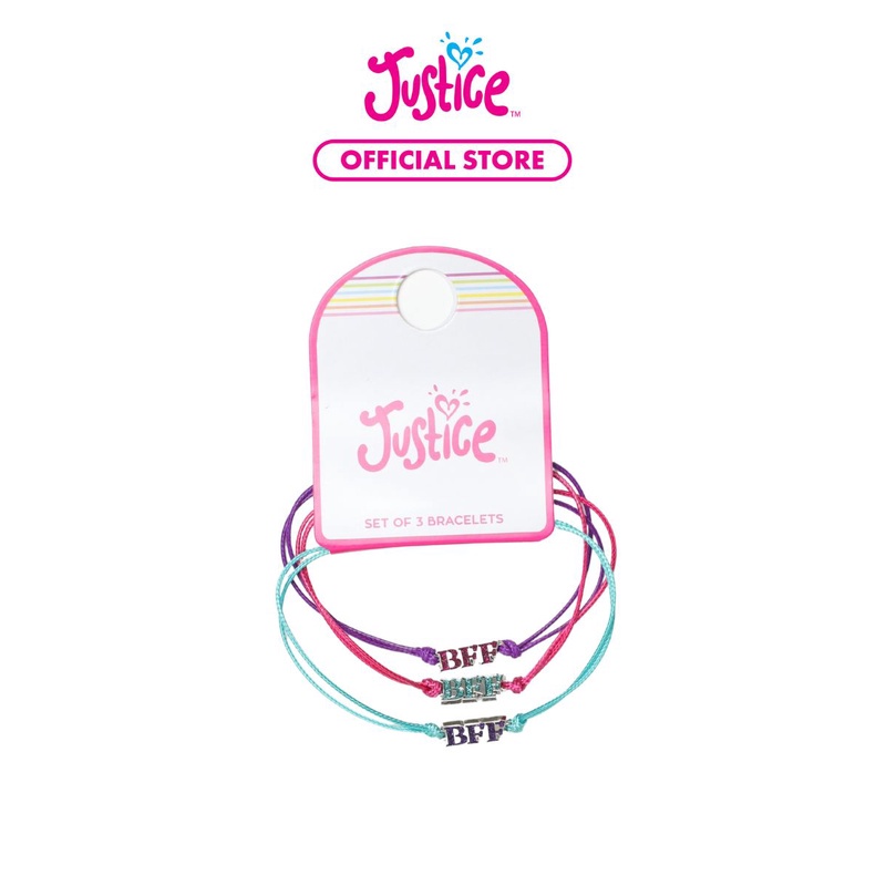 Justice Girls 3Pc Bff Bracelet Set Cord Glit - Gelang Anak Perempuan