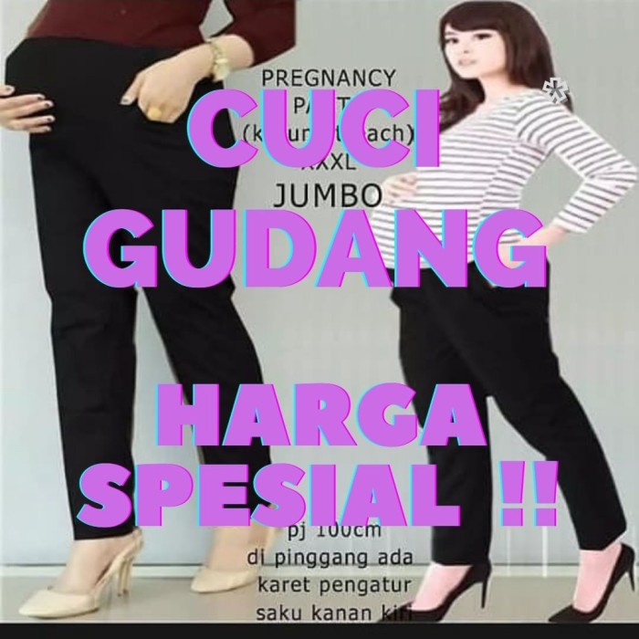 Celana Ibu Hamil Cuci Gudang Kulot Celana Kulot Putih Kulot Katun Stretch O2W0 Kerja tebal home adju