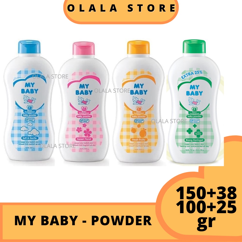 MY BABY - BABY POWDER 150 GRAM + EKSTRA 38 GRAM DAN 100 GRAM + EXTRA 25 GRAM