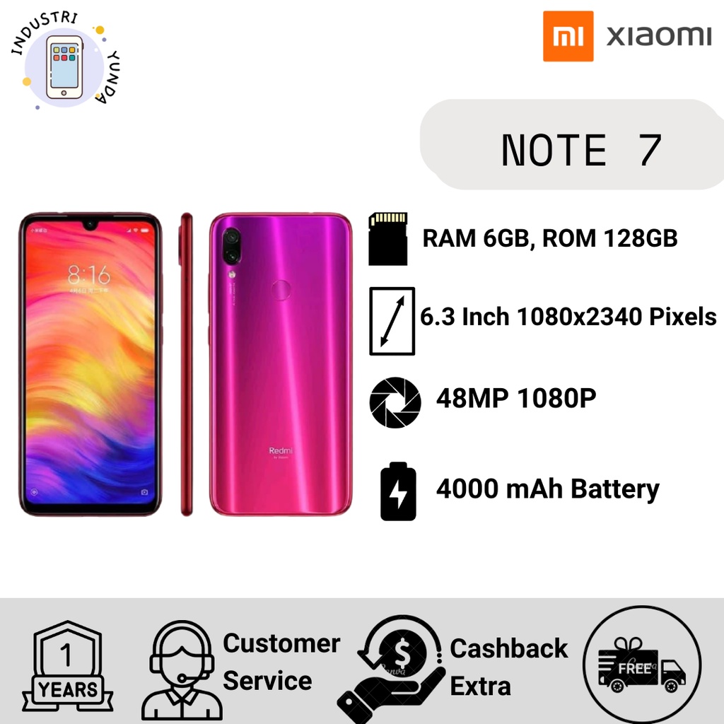 XIAOMI REDMI NOTE 7 4/64 GB - 6/64 GB GARANSI DISTRIBUTOR 1 TAHUN