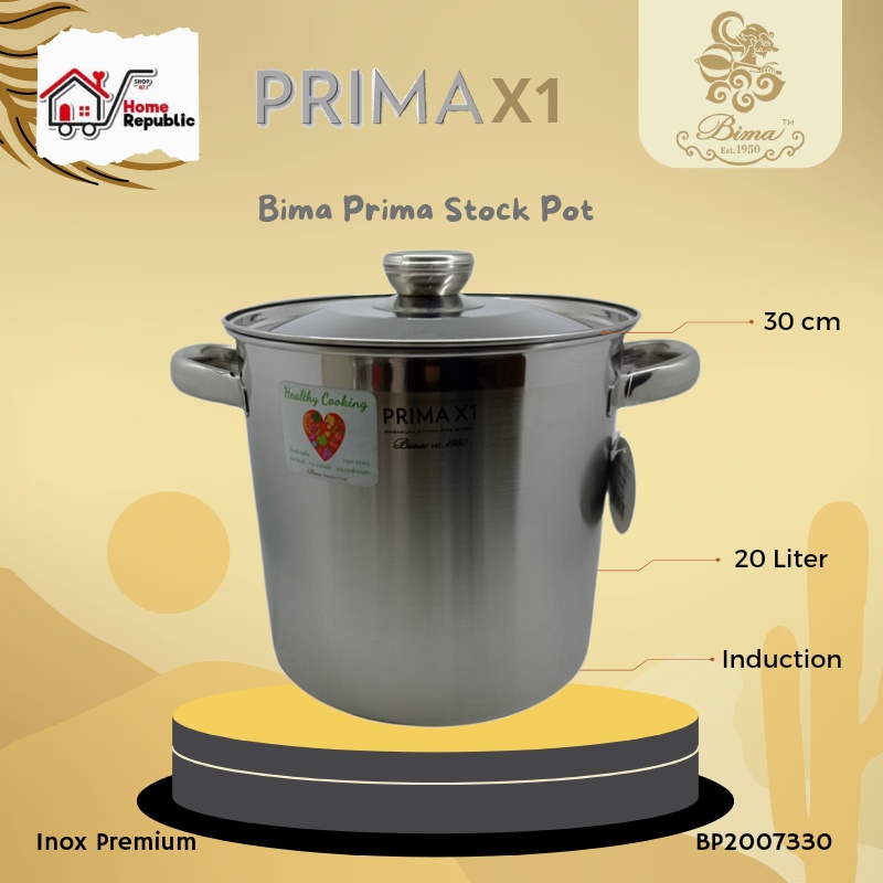 Panci Bima Prima Stockpot 30cm Stainless Steel BP2007330 Panci Tinggi
