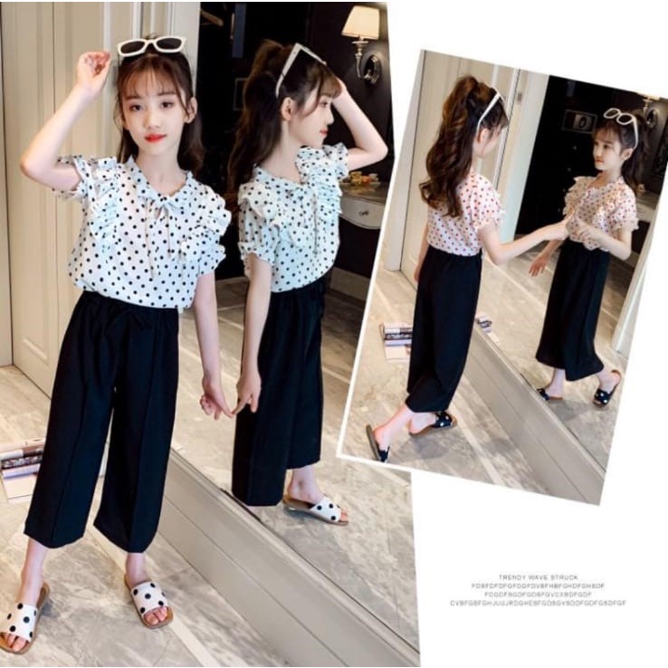 Setelan Baju Import Anak Cewe / Celana Kulot Import anak Tanggung Set Baju Anak Remaja Import / Baju