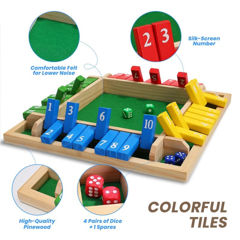 4 Warna Mainan Board Game Dadu Shut the Box Angka 1-10 Papan Permainan Dadu Untuk Bar Party Club KTV Props