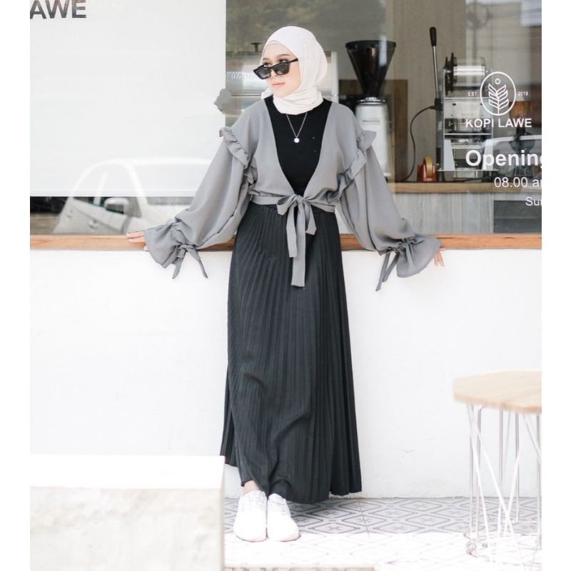 OUTER KIYOWO VIRAL OUTER WANITA KOREAN STYLE HIJAB REMAJA DRESS OUTER WANITA KEKINIAN OUTER LENGAN S