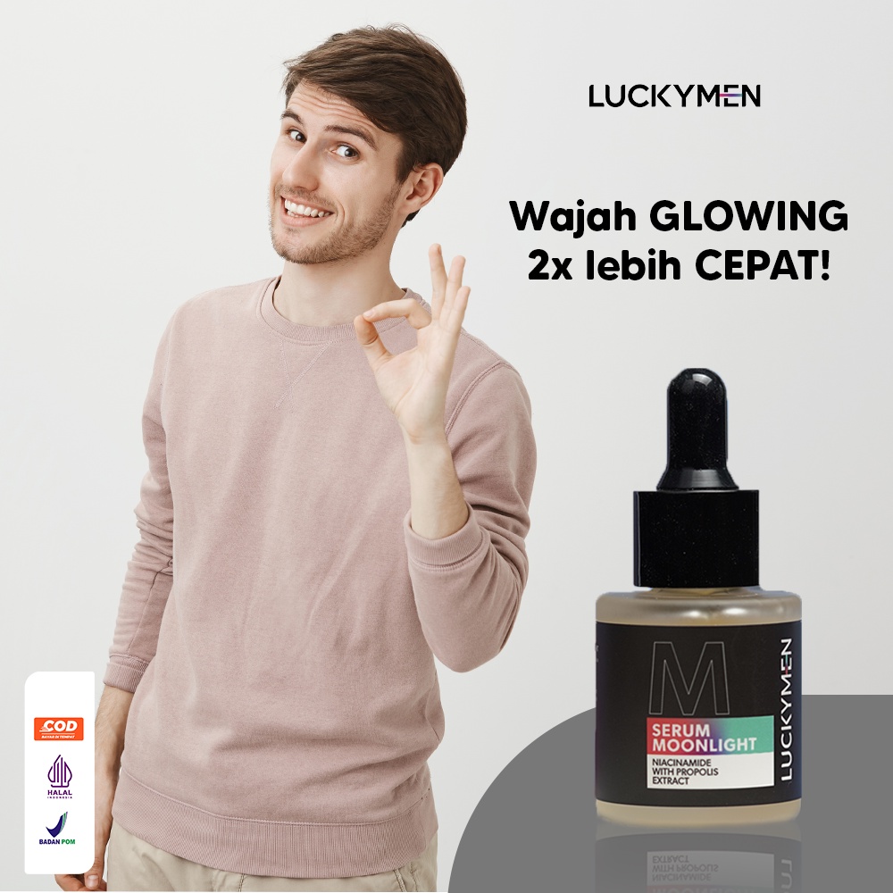 Serum mencerahkan Menyamarkan Meratakan Menenangkan Melembabkan Mengurangi Kulit Sensitif Noda kusam Kemerahan Dark Spot Bekas Jerawat Luckymen Serum Moonlight Membantu Perkuat Skin Barrir Skincare Pria AMPUH Original BPOM