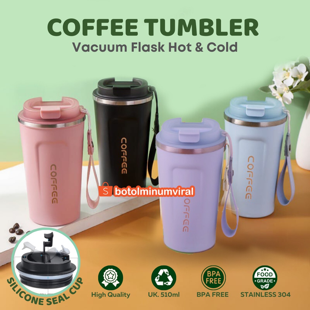 Tumbler Coffee Stainless Steel 510 ml Termos Vacuum Flask With Strap