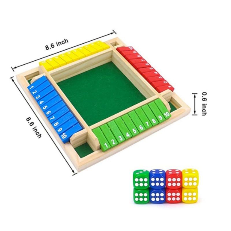 4 Warna Mainan Board Game Dadu Shut the Box Angka 1-10 Papan Permainan Dadu Untuk Bar Party Club KTV Props