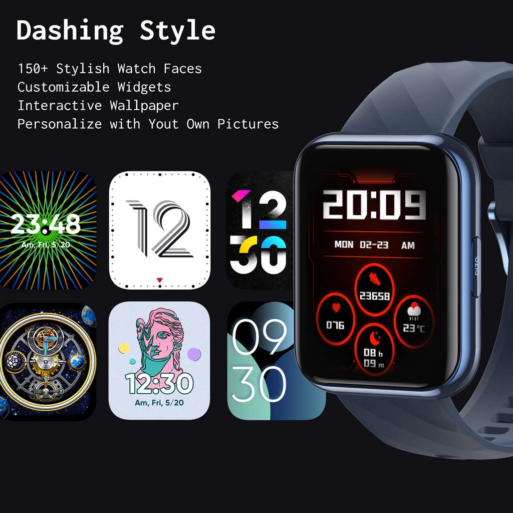 DIZO Watch D 1.8 inch Dynamic display with 550nits brightness (by realme techLife) Blue color