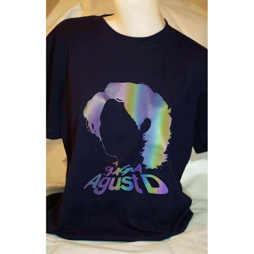 BTS SUGA AGUSTD GLOW IN THE DARK T-SHIRT NAVY BLUE RAINBOW/ KAOS KONSER BTS SUGA AGUSTD/ KAOS GLOW I