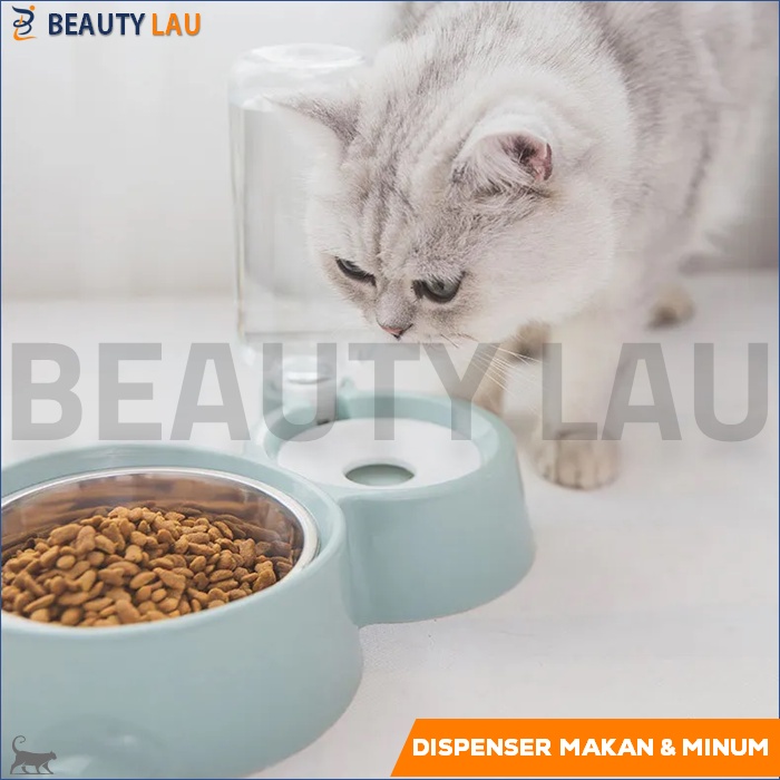 TEMPAT MAKAN MINUM KUCING ANJING STAINLESS PET FOOD WATER DISPENSER KUCING ANJING