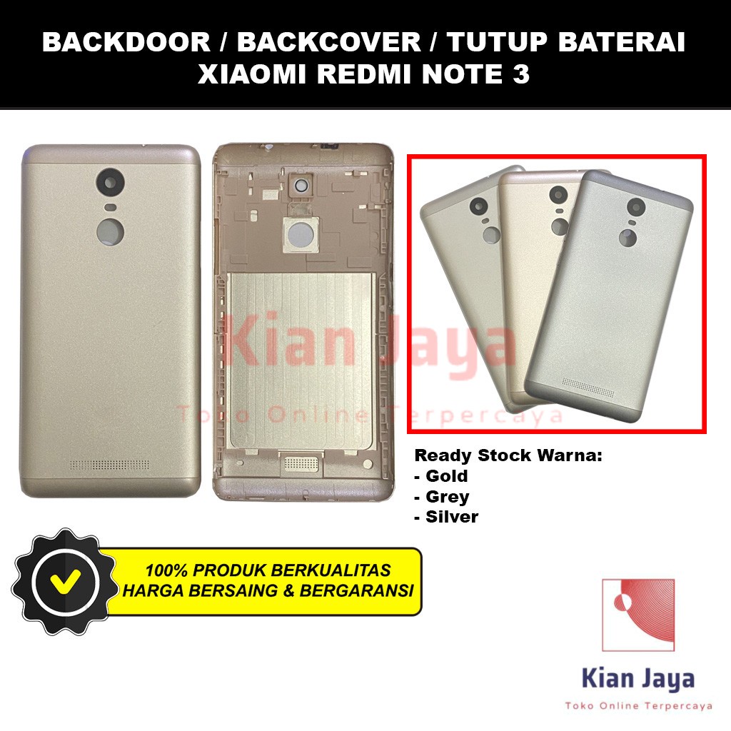 Backdoor Xiaomi Redmi Note 3 Back Cover Tutup Belakang Baterai Cassing Casing Backcase Original