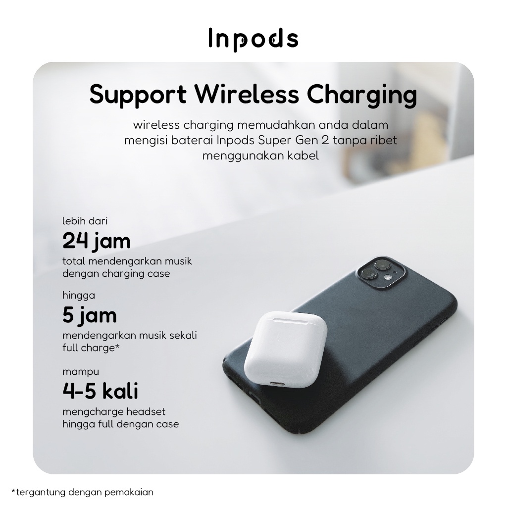 Inpods Super Gen 2 TWS Headset Bluetooth Earphone Earbuds Handsfree Hedset With Wireless Charging Case Final Upgrade