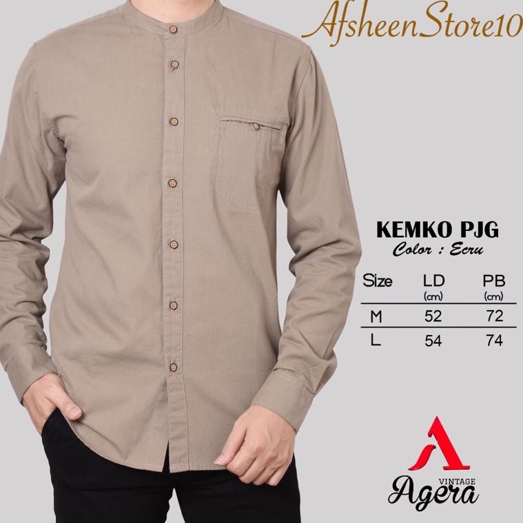 RECOMENDED Kemeja Koko KEMKO Kemeja Pria Kerah Sanghai Polos Lengan Panjang Brand Agera