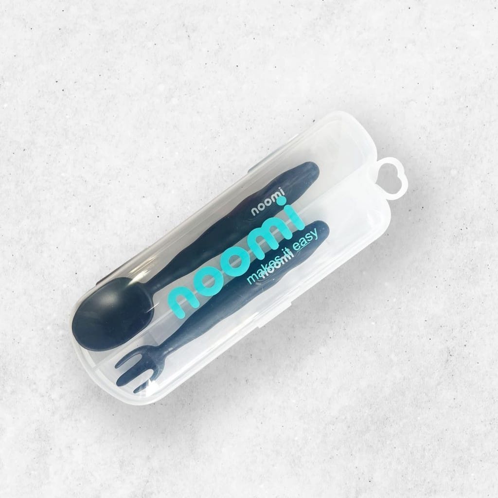 MAK340 NOOMI FLEXIBLE SPOON &amp; FORK + BOX SENDOK GARPU MAKAN ANAK