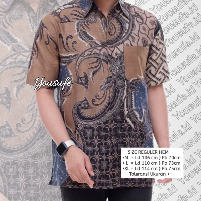 Batik Pria Baju Sinoman Pernikahan Seragam Batik Katun Motif Diamond Biru DB1003