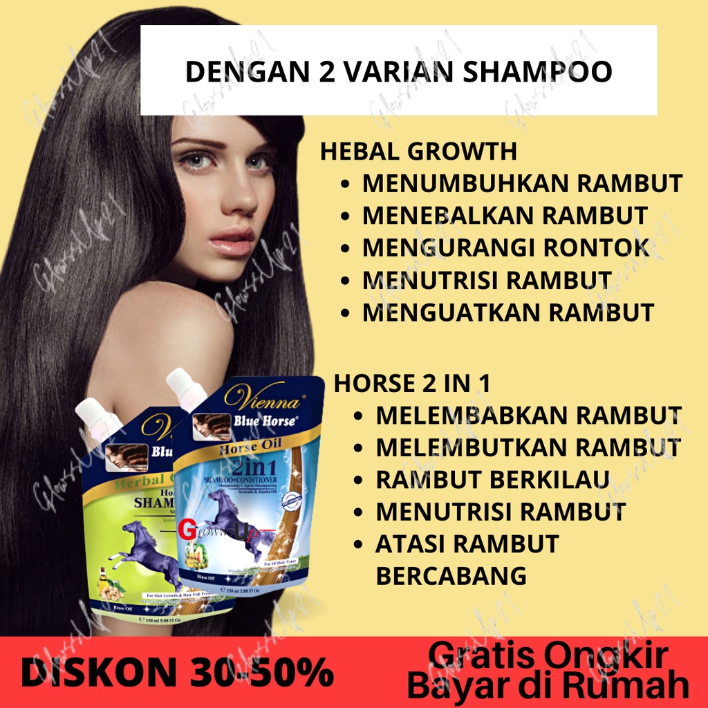 VIENNA BLUE HORSE SHAMPO 150ML SACHET - SHAMPO VIENNA SACHET 150ML - HERBAL GROWTH